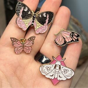 Butterfly and Moth Enamel Pin Set